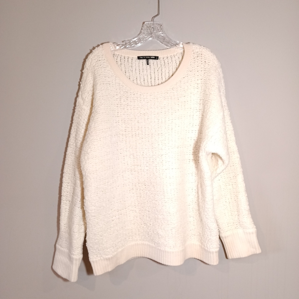 Rag & Bone Jeans Corinne Sherpa Sweater in Ivory Size L